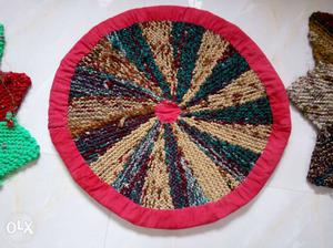 Round Brown, Green, Red And Purple Table Mat