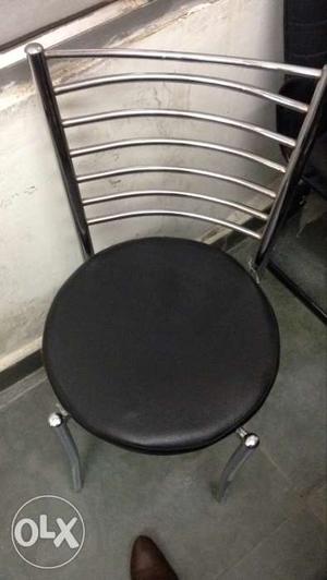 Stainless Steel Frame Black Padded Chair