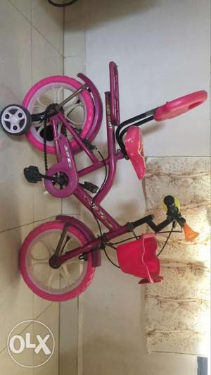 Toddler's Pink And Purple Bike With Training Wheels