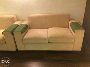 Yellow Fabric Two-seat Couch