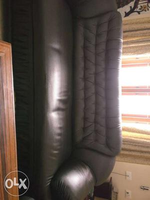 seater black half leather sofa set in good