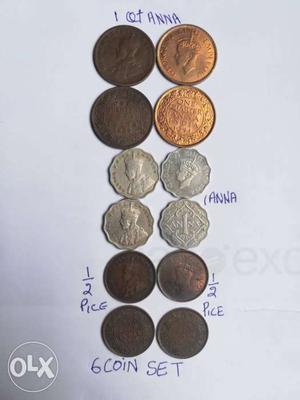 6 coin British India 340 rs