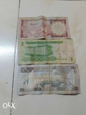 My colletion of saudi notes 3 rials in just 