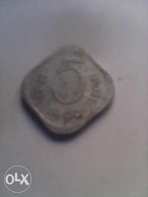 Old aluminium Indian coin 5Paise ()
