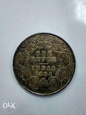 Round Gold One Rupee India  Coin