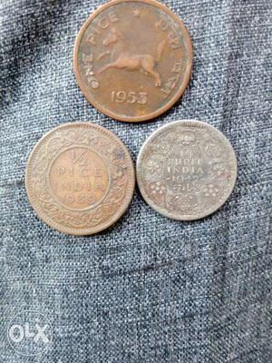 Round Indian Pice And Rupee Coins