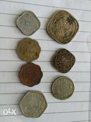 Seven Indian Paise Coins