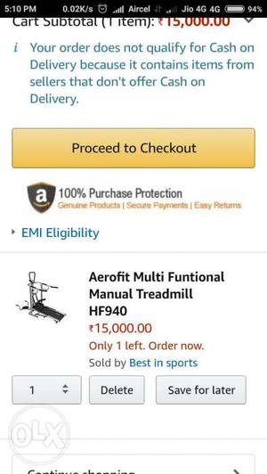 Aerofit Multi Functional Manual Treadmill Screenshot