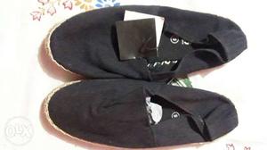 Black-and-brown Espadrille Slip-on Shoes