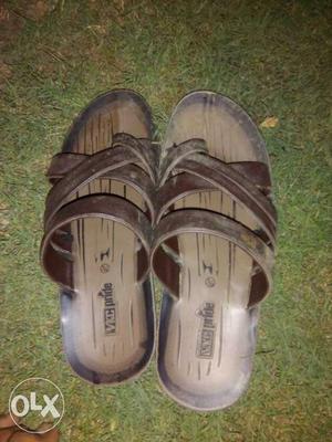 Brown Leather Slide Sandals