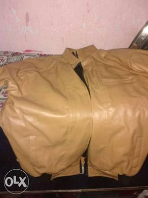 Brown Leather Zip-up Jacket unused