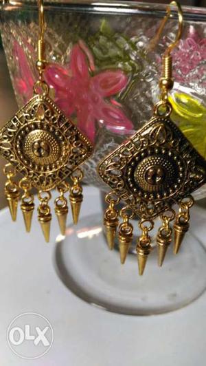 Handmade antic golden earrings