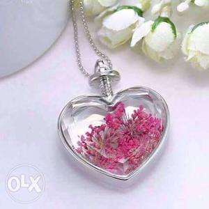 Heart Clear Floral Pendant