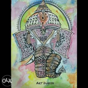 Multicolored Ganesha Art Duniya Illustration