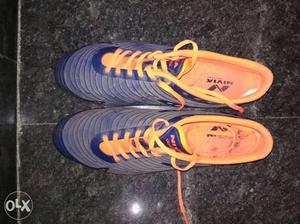 Nivia Pair Of Blue-and-orange NIVIA Low Shoes. Size-9