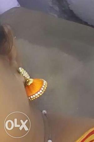 Orange Jhumka Earring