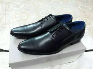Pair Of Black Leather Dress Shoes With Box