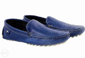 Pair Of Blue Leather Loafers