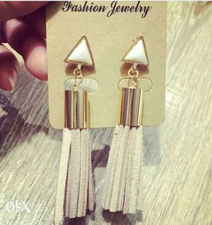 Pair Of Gold Fashion Jewelry Earrings