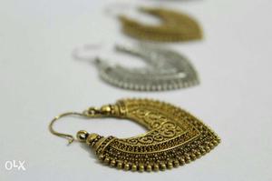 Pair Of Women's Gold And Silver Chandelier Earrings