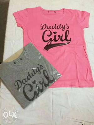 Pink And Gray Crew Neck Shirts