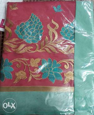 Red And Teal Floral Textile In Package with blouse