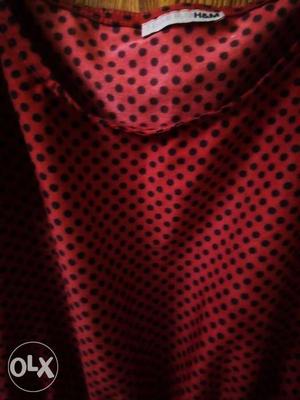Red and Black Dotted Branded Dress in small size