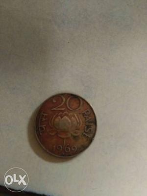 Round  Brown 20 Paise Coin