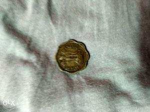 Scalloped Shaped Gold Indian Coin 