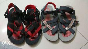 Two Red And Black Hiking Sandals