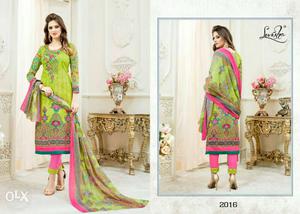 Women' Green And Pink Salwar Kameez