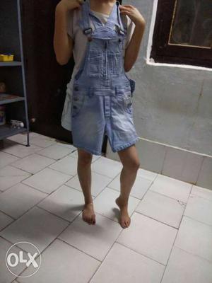 Women's Blue Overall Shorts