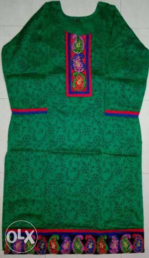 Women's Green And Pink Long Sleeve Traditional Dress