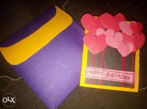 Yellow,black And Red Happy Birthday Card