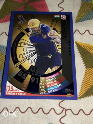 Cricket attax yusuf pathan legendeary gold card
