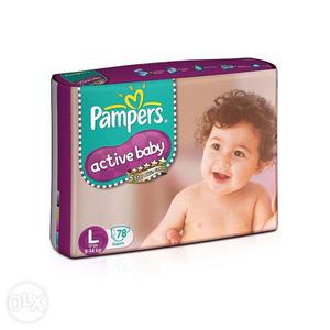 Pampers active baby Large Size Diapers (78 counts) New