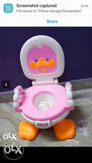 Toddlers' White, Pink, And Orange Printed Potty Trainer