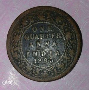Almost 122 years old Black And Bronze One Quarter Anna India