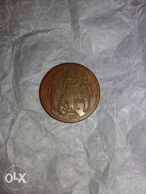 Hindu Deities Embossed Round Coin