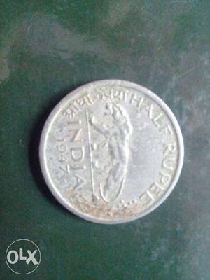 Old Indian Half Rupees Coin