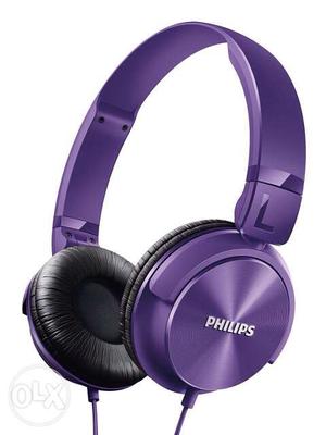 Purple Philips Corded Headphones