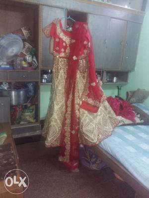 Red And Brown Ghagra Choli