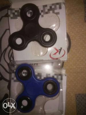 Two Black-and-blue 3-bladed Fidget Spinners