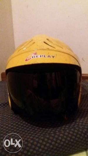 Yellow And Black Replay Half Face Helmet
