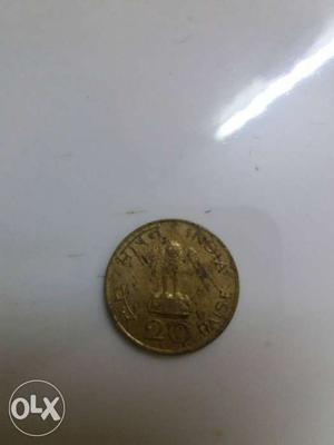 20 pais bronze coin of  (Mahatma gandhi)