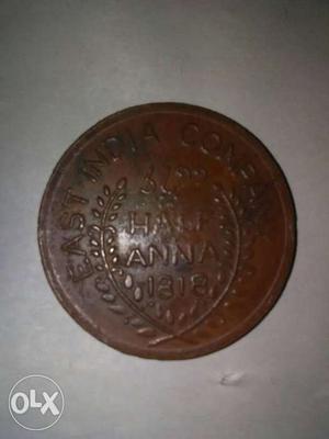 An Old Indian EIC coin of the year  (Half aana no rice