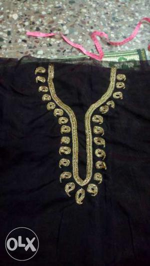 Black And Gold-colored Sharwani