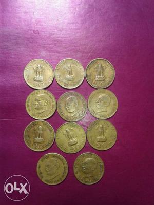Eleven coins of mahatma gandhi bapu ji sale only 300.