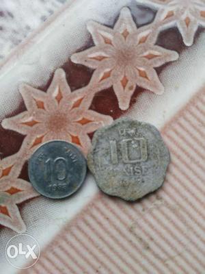 Old coin 10 paisa 2coins