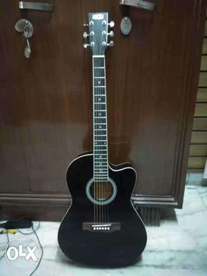 Rocks semi acoustic black guitar with tuner